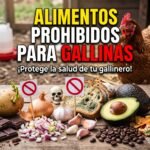 Alimentos que las gallinas deben evitar, como aguacate, chocolate y patatas verdes.