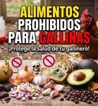 Alimentos que las gallinas deben evitar, como aguacate, chocolate y patatas verdes.